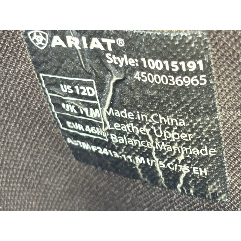 Ariat Men's Western Work Boots‎ Brown Leather Square Toe Size 12D Distressed - Picture 10 of 10